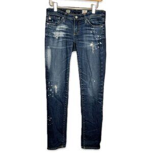 AG Adriano Goldschmied Cigarette Jeans Distressed Low Rise Straight Leg